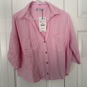 Zara button up short sleeve